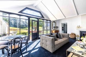 Living and dining space in heritage renovation of Glenworth House, Berry NSW